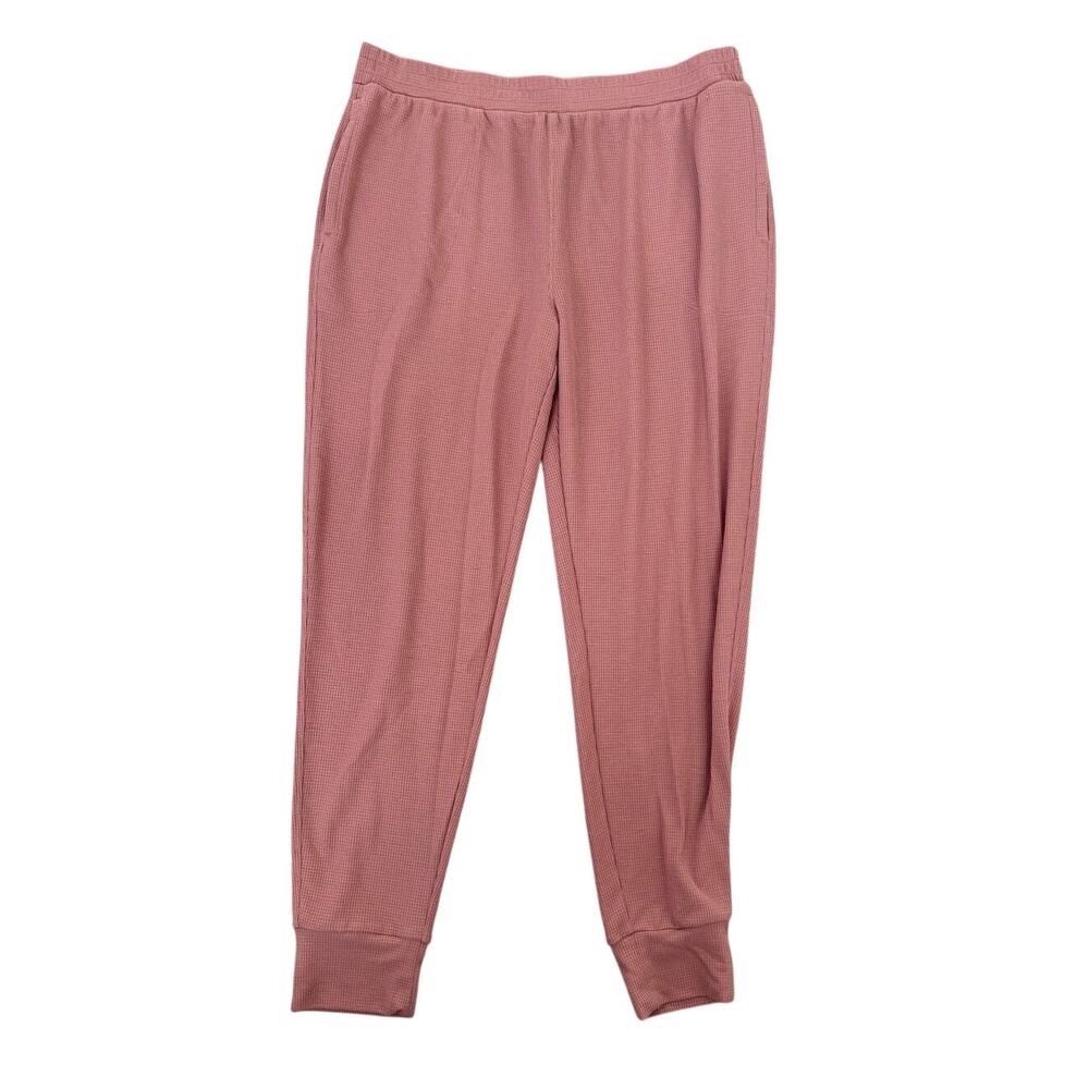 Athleta Pink Waffle Knit Lounge Jogger Pants Athleisure Pajamas Tapered-Medium